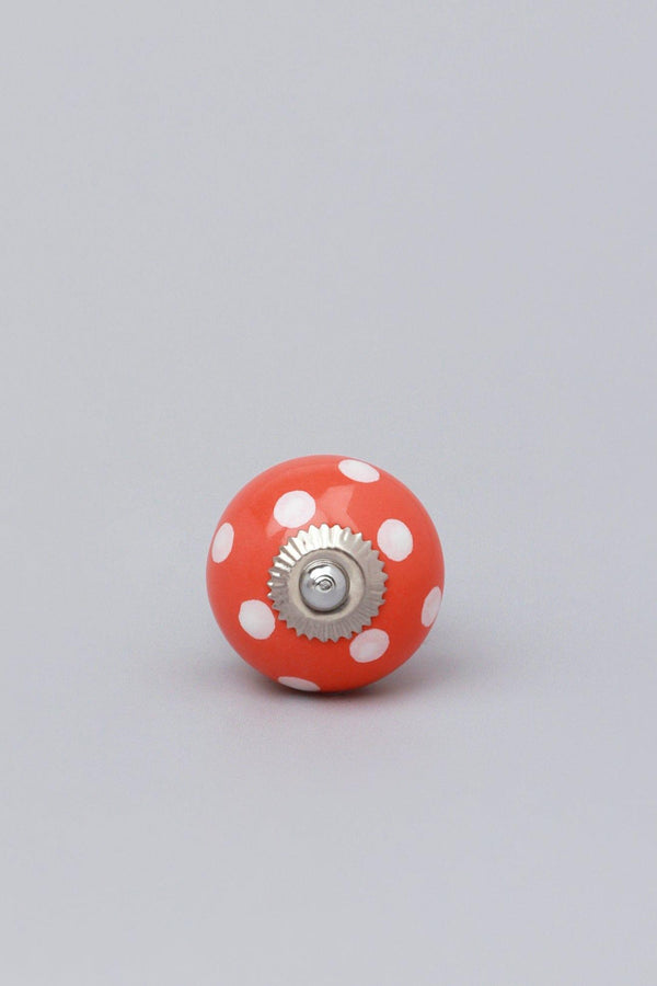 G Decor Handmade Hand-Painted Polka Dot Ceramic Door Knob In Red Light Green And Orange Green