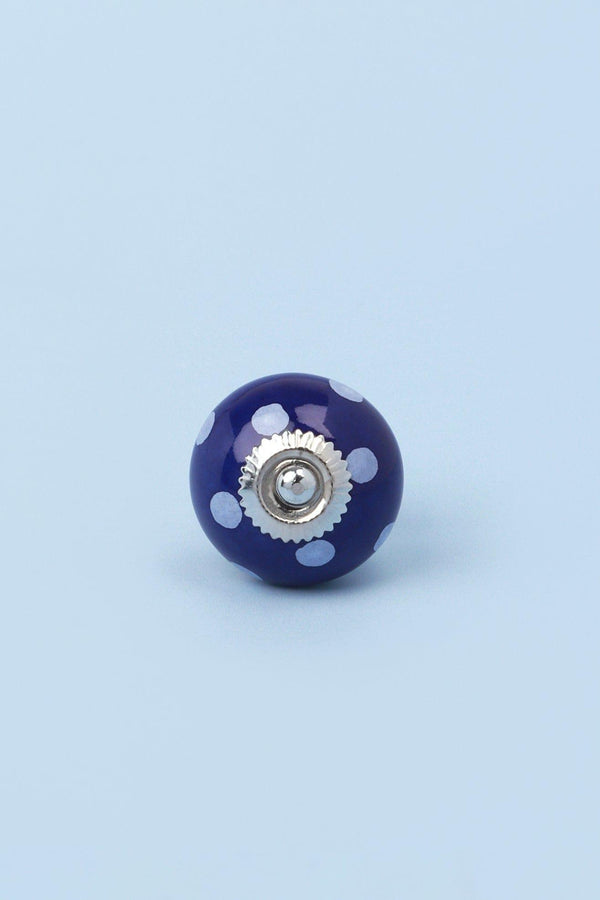 G Decor Handmade Hand-Painted Polka Dot Ceramic Door Knob In Dark Green And Dark Blue Green