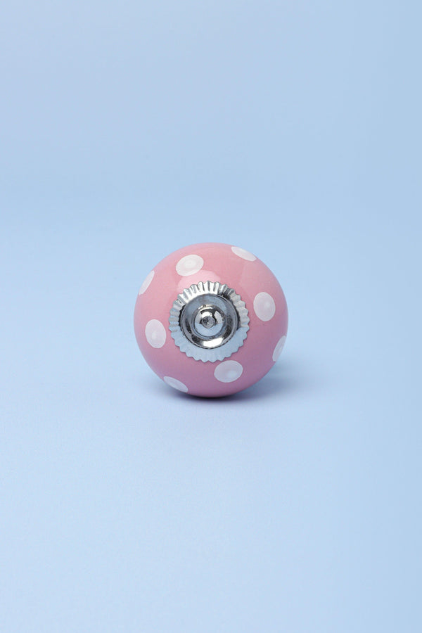 G Decor Handmade Hand-Painted Polka Dot Ceramic Door Knob In Pink And Light Blue Pink
