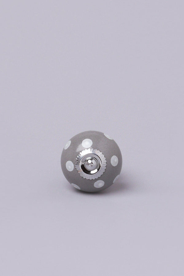 G Decor Handmade Hand-Painted Polka Dot Ceramic Door Knob In Purple And Dark Grey Purple