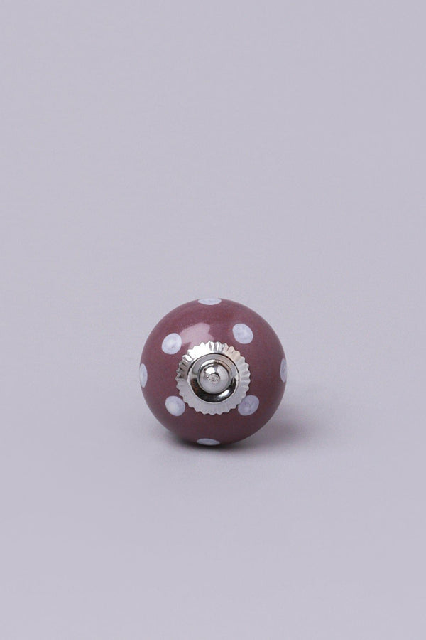 G Decor Handmade Hand-Painted Polka Dot Ceramic Door Knob In Purple And Dark Grey Purple