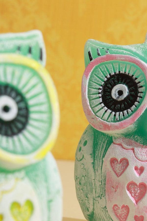 G Decor Handmade Hootique Owl Couple Candle Pink & Yellow Owls Looking For Trouble Pink