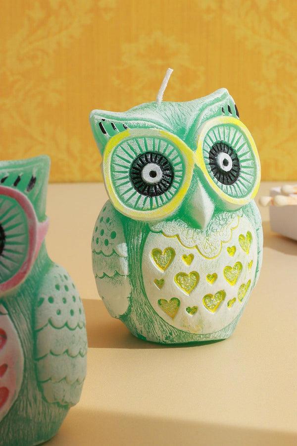 G Decor Handmade Hootique Owl Couple Candle Pink & Yellow Owls Looking For Trouble Pink