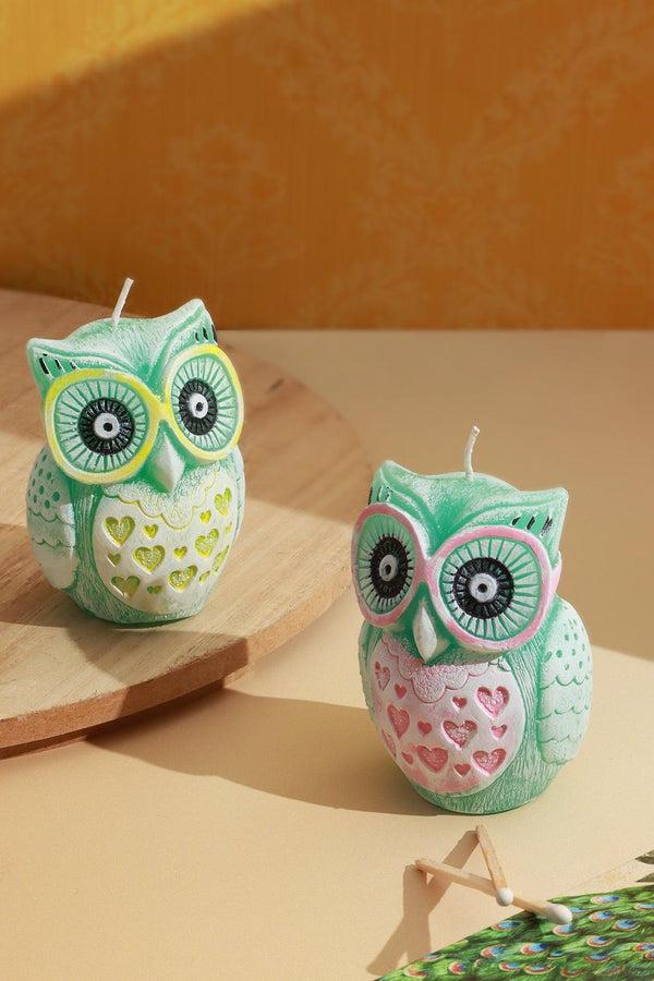 g decor Handmade Hootique Owl Couple Candle Pink & Yellow Owls Looking For Trouble Pink