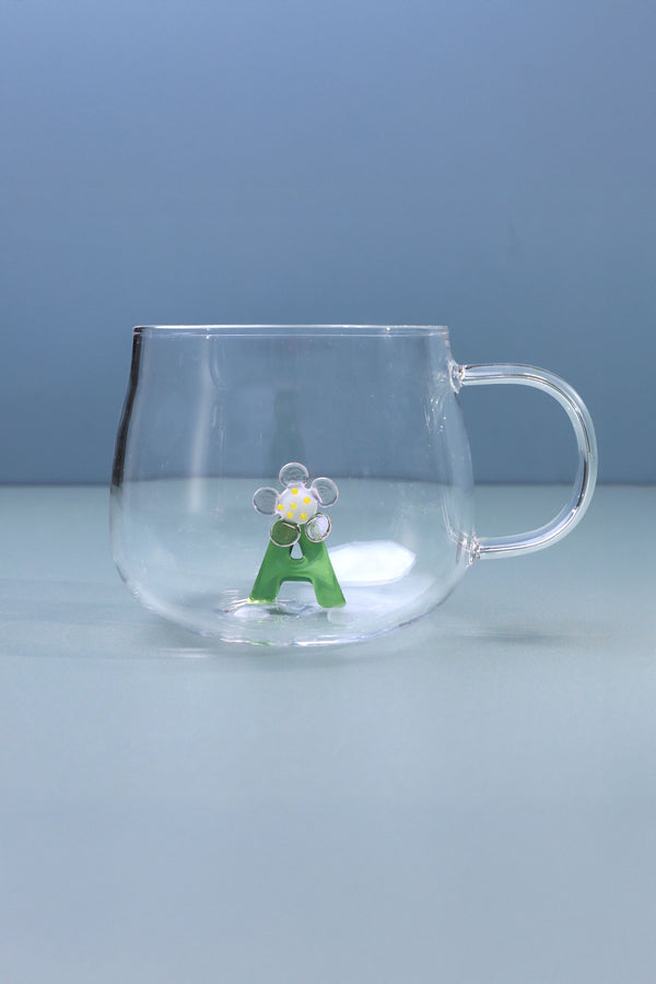 G Decor Handmade Monogram Glass Florist Personalised Alphabet Letters 3D Tea & Coffee Mugs – A To Z