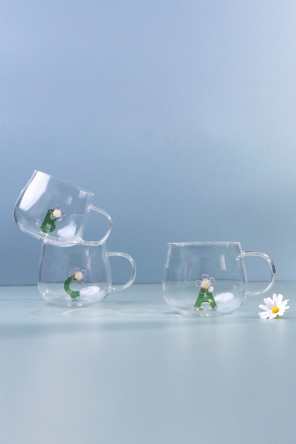 G Decor Handmade Monogram Glass Florist Personalised Alphabet Letters 3D Tea & Coffee Mugs – A To Z