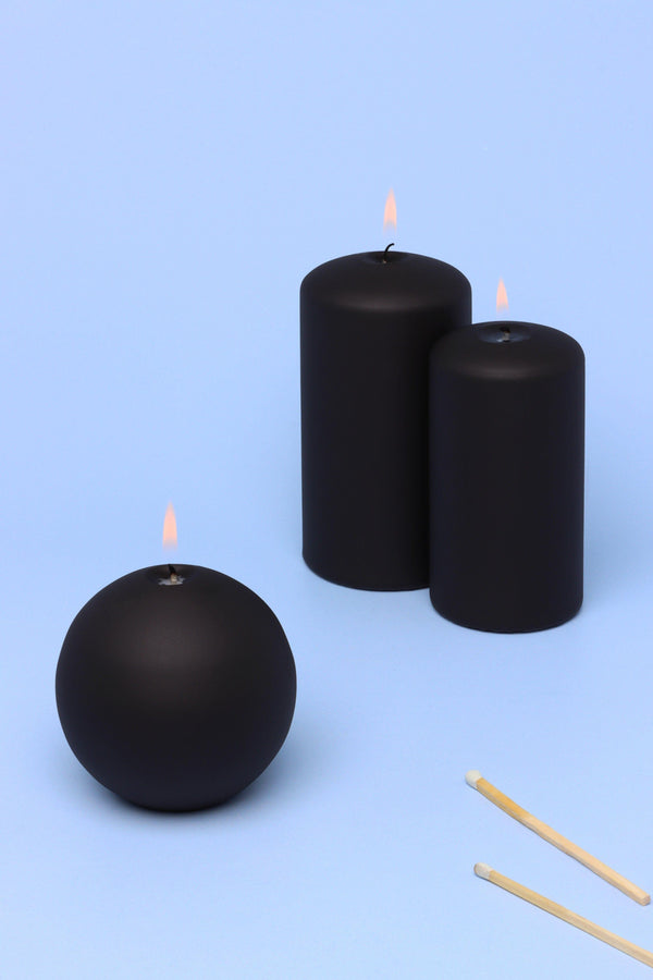 g decor Henry Velvet Matt Soft Touch Smooth Black Pillar Candles Ball