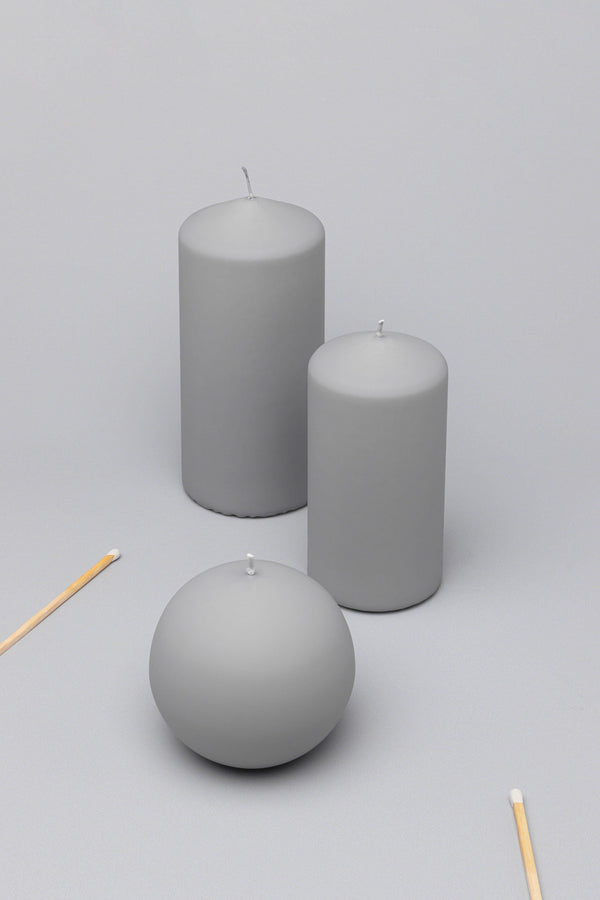 g decor Henry Velvet Matt Soft Touch Smooth Light Grey Pillar Candle Ball