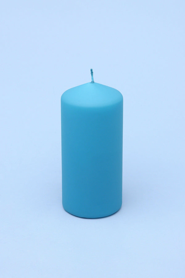 G Decor Henry Velvet Matt Soft Touch Smooth Powder Blue Pillar Candle Ball