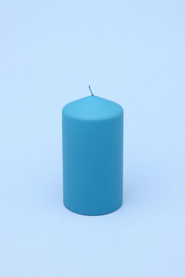 G Decor Henry Velvet Matt Soft Touch Smooth Powder Blue Pillar Candle Ball
