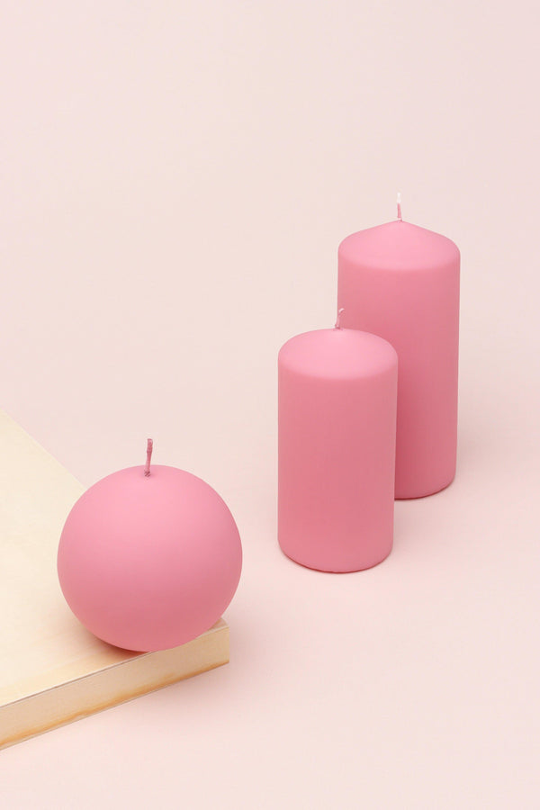 g decor Henry Velvet Matt Soft Touch Smooth Powder Pink Pillar Candle Ball