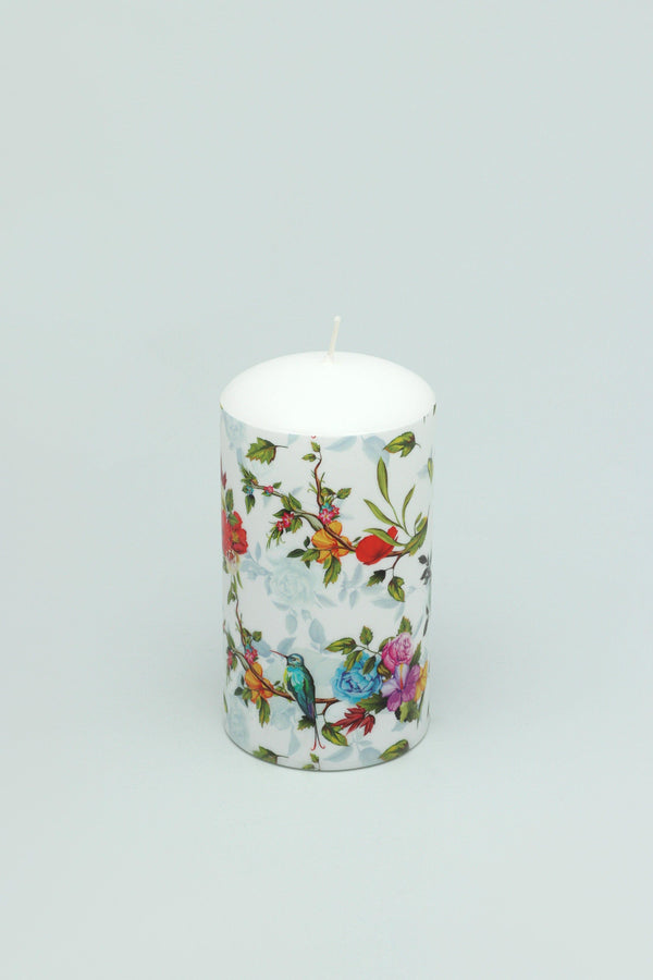 G Decor Hummingbird's Southern Joy Summer Rose Garden Pillar Candle Small