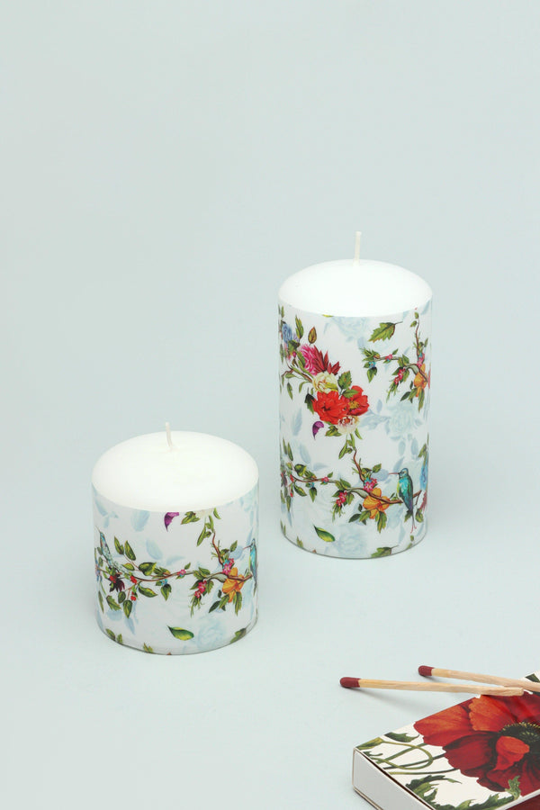 g decor Hummingbird's Southern Joy Summer Rose Garden Pillar Candle Small