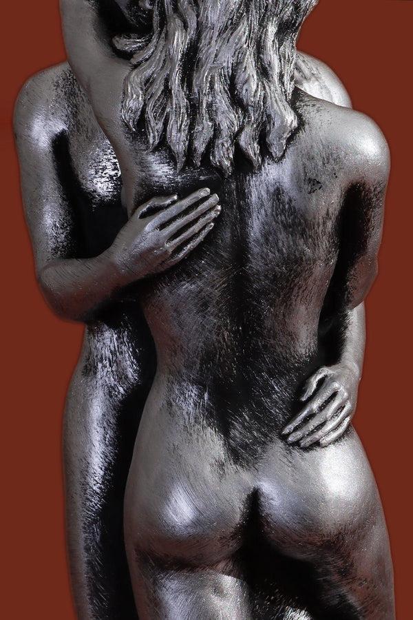 G Decor Infinita Intertwine Balance Large Sculptural Candle Hand-Finished Cast Wax Form In Silver Finish Silver