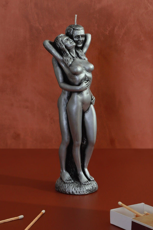 g decor Infinita Unity Flow Grand Wax Sculpture Candle Hand-Finished Cast Wax Figures in Silver Finish Silver