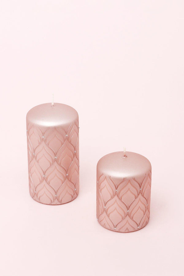 G Decor Jolene Petalure Hand-Finished Rose Quartz Blush Pillar Candle Small Pillar