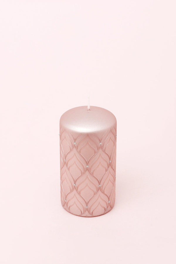 G Decor Jolene Petalure Hand-Finished Rose Quartz Blush Pillar Candle Small Pillar