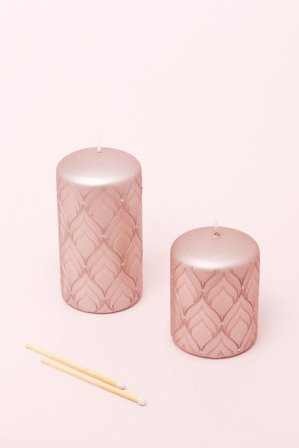 g decor Jolene Petalure Hand-Finished Rose Quartz Blush Pillar Candle Small Pillar