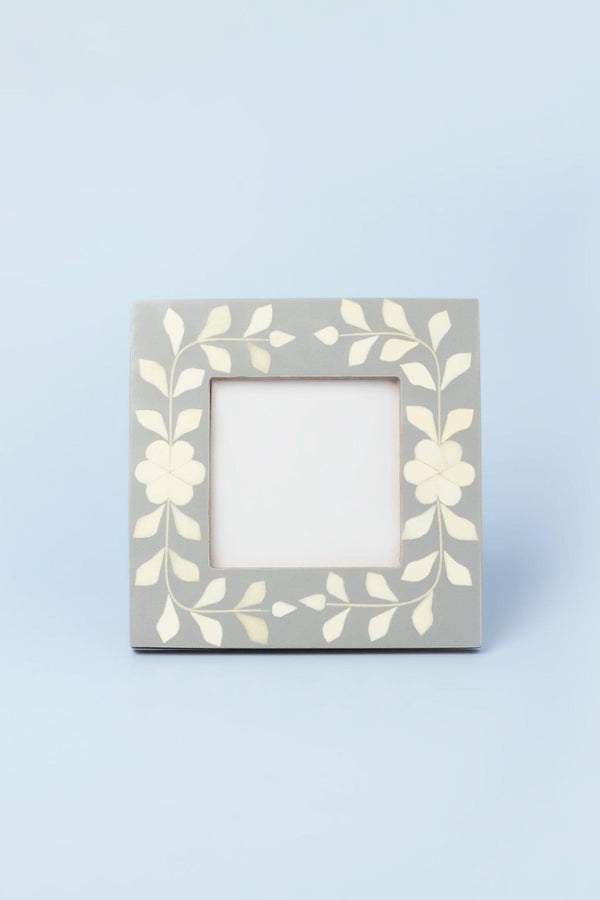 G Decor Jolie Handcrafted Grey Floral Bone Inlay Photo Frame Elegant Picture Display Small