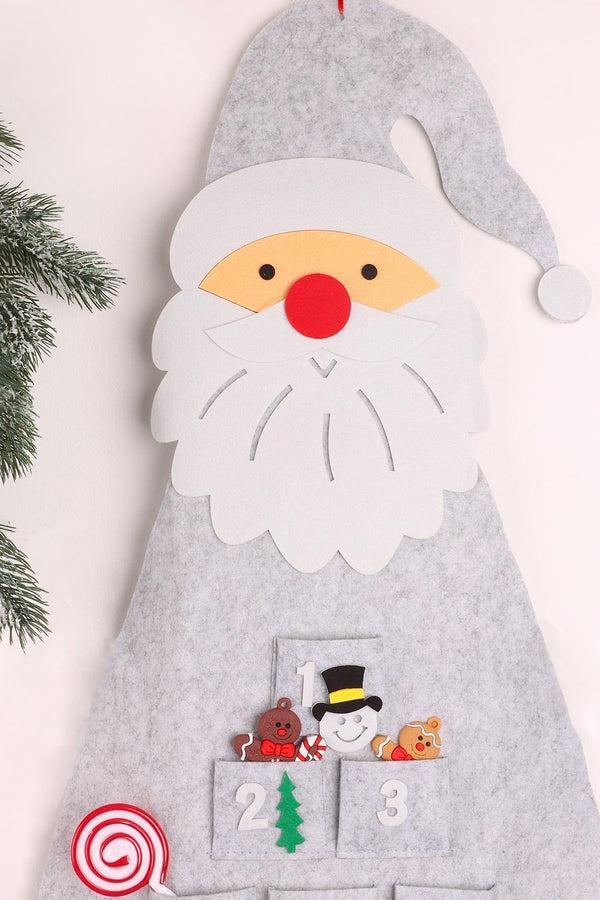 G Decor Jolly Wall Santa XL Felt Advent Calendar Reusable & Long-Lasting Grey Winter Magic Grey