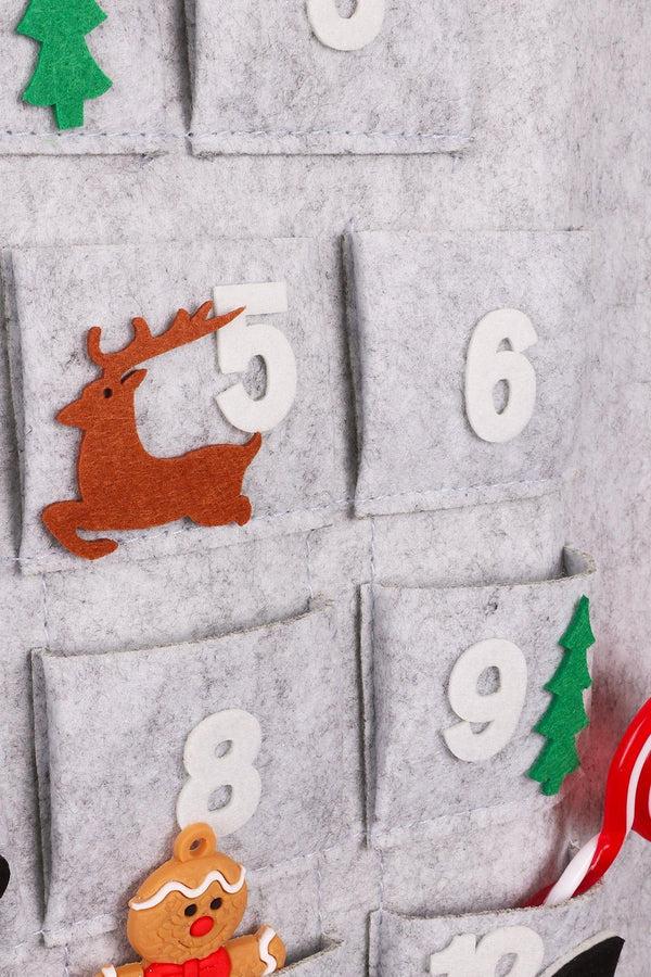 G Decor Jolly Wall Santa XL Felt Advent Calendar Reusable & Long-Lasting Grey Winter Magic Grey