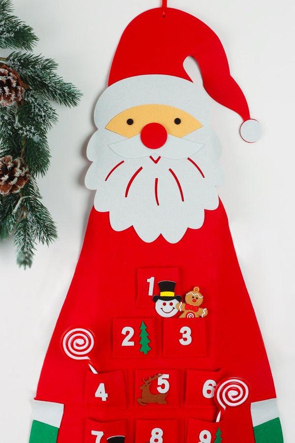 G Decor Jolly Wall Santa XL Felt Advent Calendar Reusable & Long-Lasting Red North Pole Delight Red