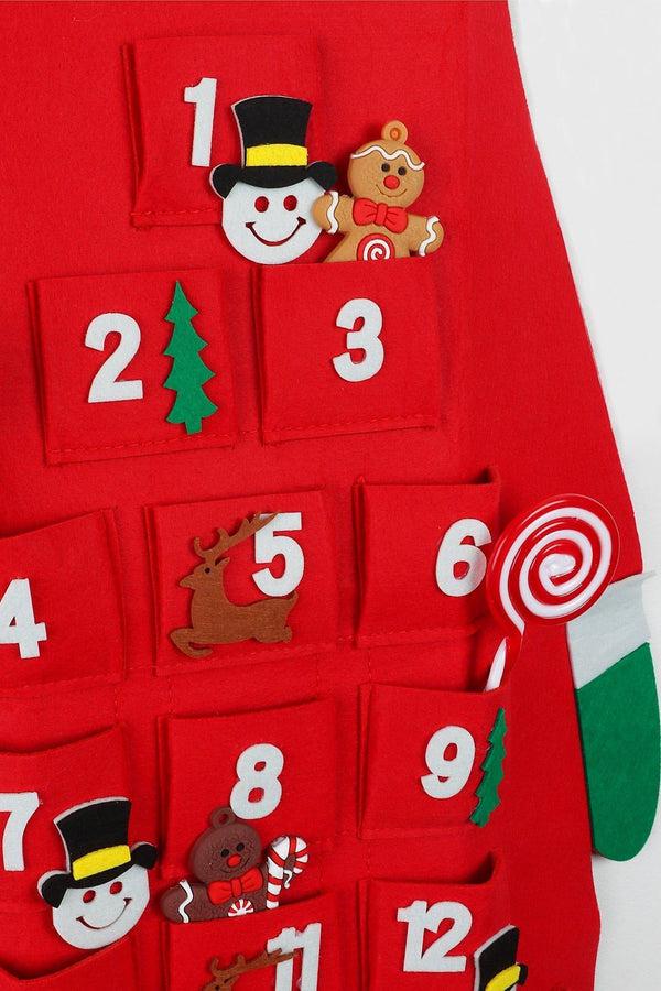 G Decor Jolly Wall Santa XL Felt Advent Calendar Reusable & Long-Lasting Red North Pole Delight Red