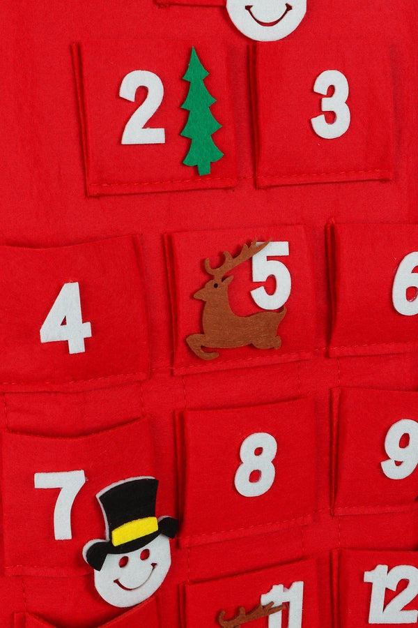 G Decor Jolly Wall Santa XL Felt Advent Calendar Reusable & Long-Lasting Red North Pole Delight Red