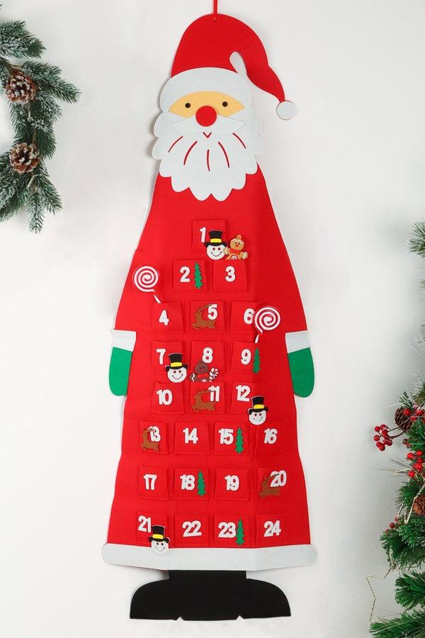 g decor Jolly Wall Santa XL Felt Advent Calendar Reusable & Long-Lasting Red North Pole Delight Red