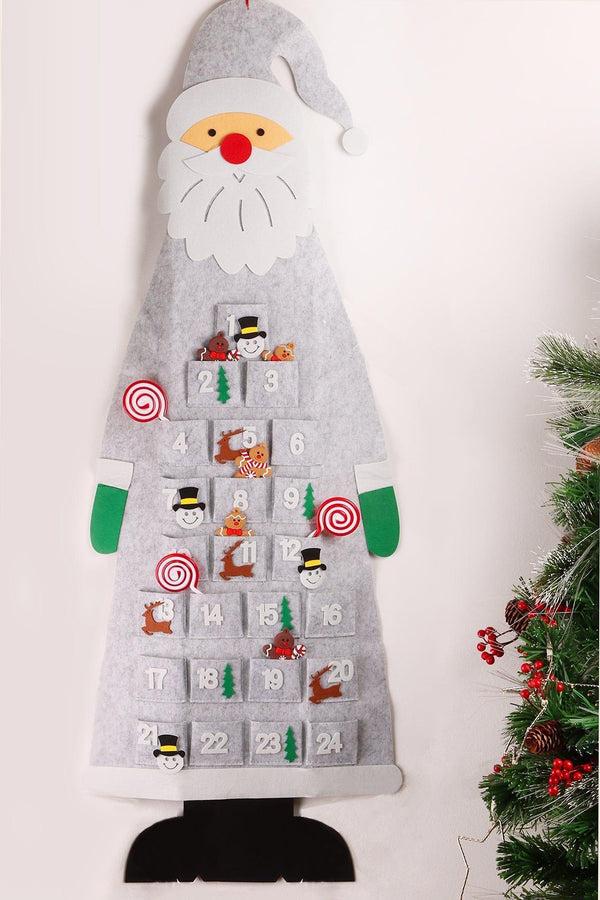 g decor Jolly Wall Santa XL Felt Advent Calendar Reusable & Long-Lasting Grey Winter Magic Grey