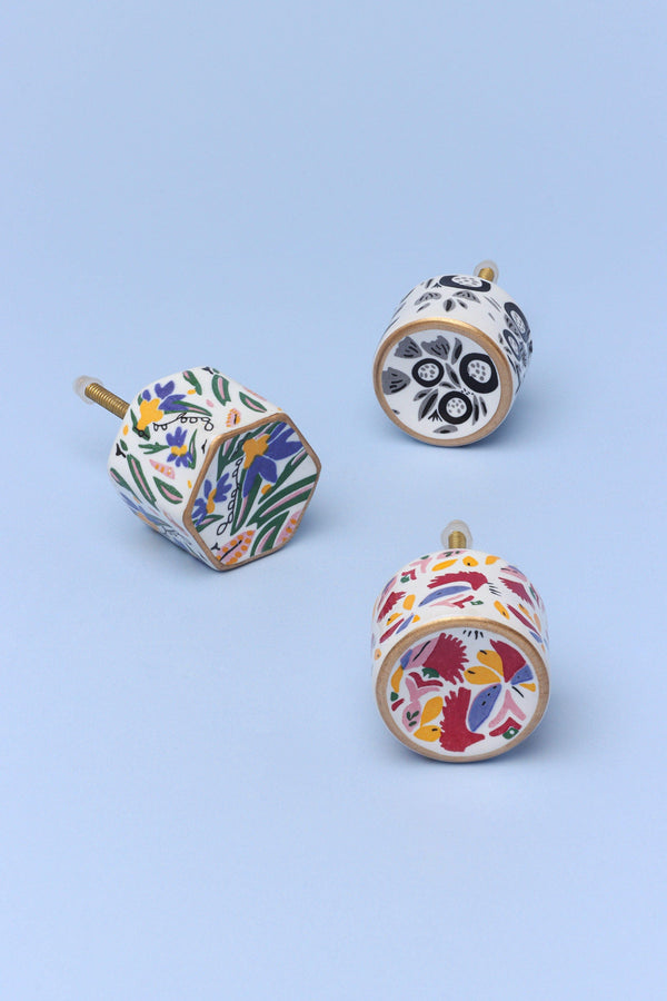 g decor Joy Vibes Handpainted Cylinder Door Knob Ceramic Door Pull Black