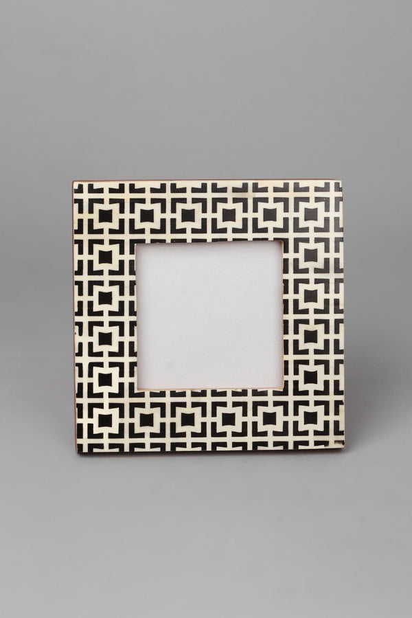 G Decor Kyoto Handcrafted Black Cubic Pattern Photo Frame Zen Picture Display Small