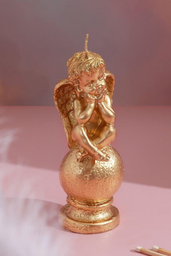 g decor L'Ange Dorée de l'Or – Rococo Golden Cherub Candle Gold Angel of Fortune Gold