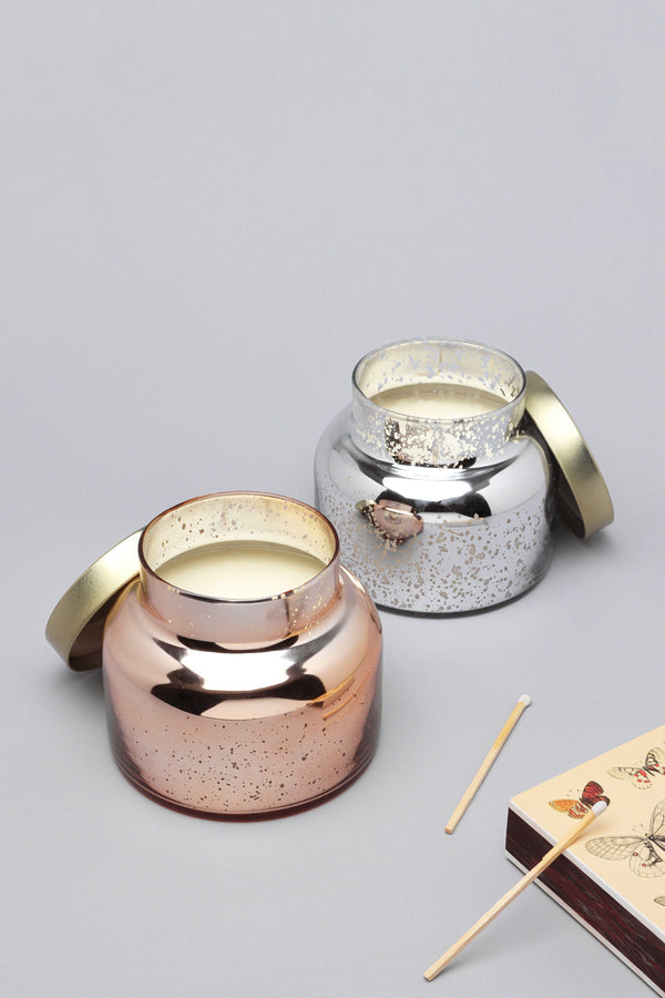g decor Large Aurielle Grande Linen Fragrance Hand-Poured Soy Wax Jar Candle Mercury In Silver or Rose Gold Finish Silver