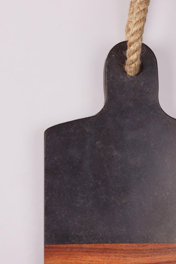 G Decor Large Black Marble And Wood Chunky Chopping And Charcuterie Board
