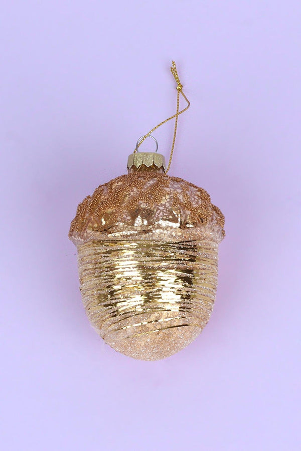 G Decor Large Glass Acorn Christmas Bauble Ornament Glamorous Tree Decoration In Gold Rose Gold & Silver Silver