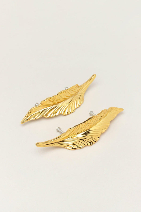 G Decor Large Shiny Gold Brass Leaves Cupboard Pull Draw Handles