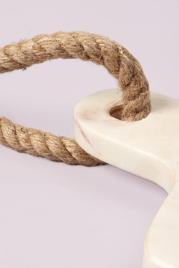 G Decor Large White Marble And Wood Chunky Chopping And Charcuterie Board