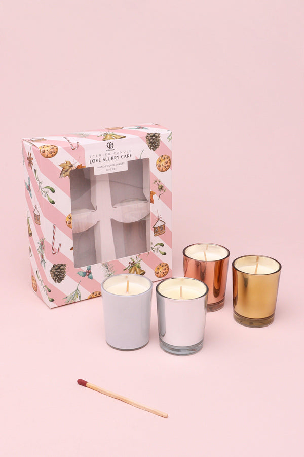 G Decor Love Slurry Cake Set Of 4 Scented Soy Wax Candles In Gift Box Almond Oat & Blossom Fragrances Assorted