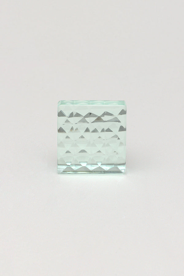 G Decor Lumiére Crystal Glass Knob Diamond Cut Faceted Handle Square