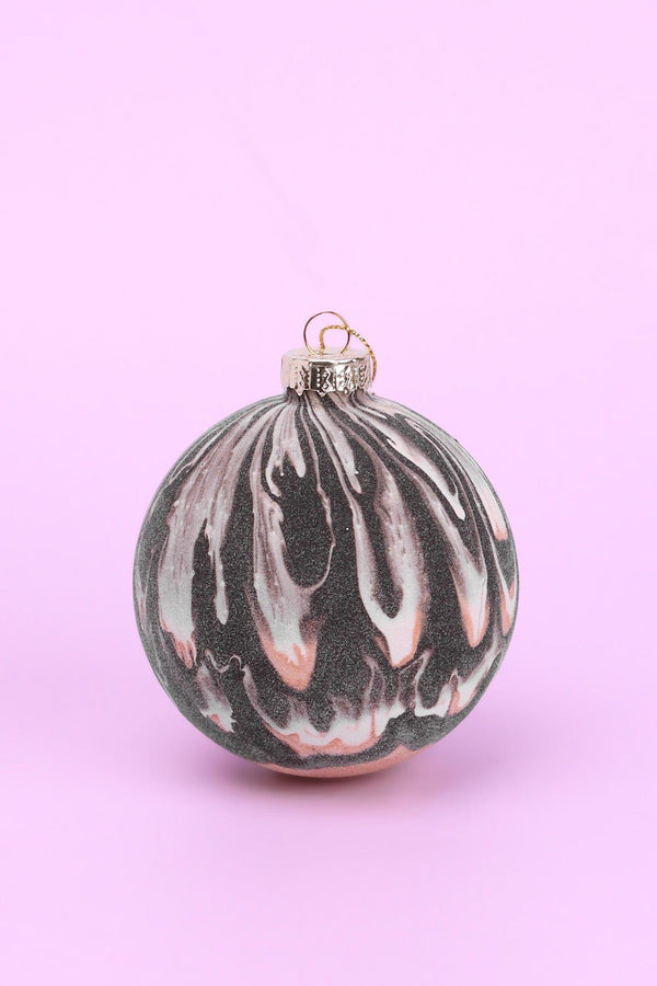 G Decor Luxurious Black White And Gold Marble Effect Christmas Tree Bauble