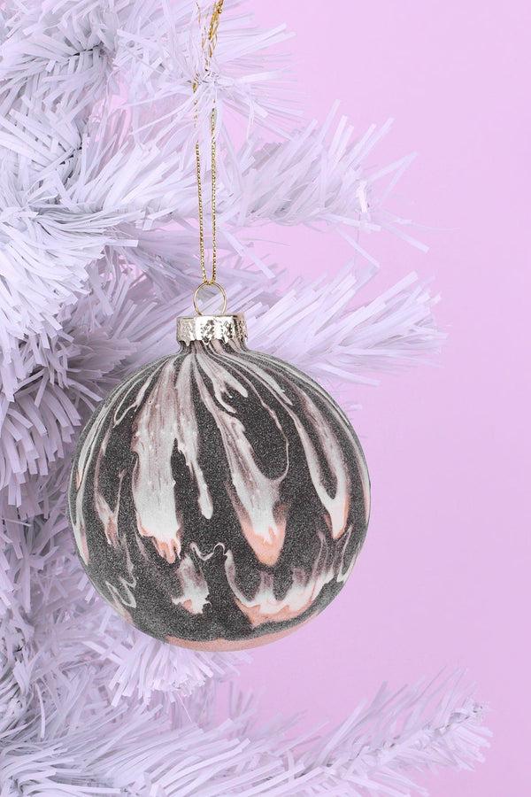 g decor Luxurious Black White and Gold Marble Effect Christmas Tree Bauble
