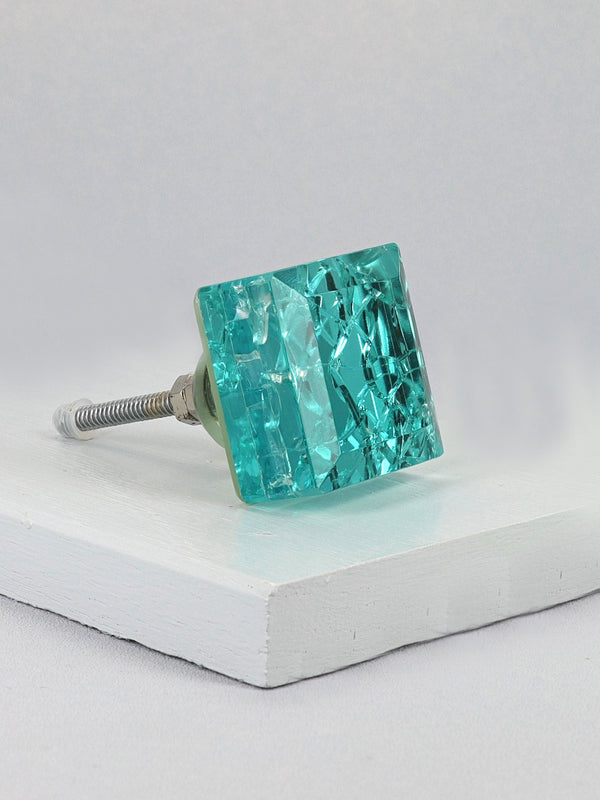 G Decor Maison Square Crystal Crackle Mirror Glass Pull Knobs Black