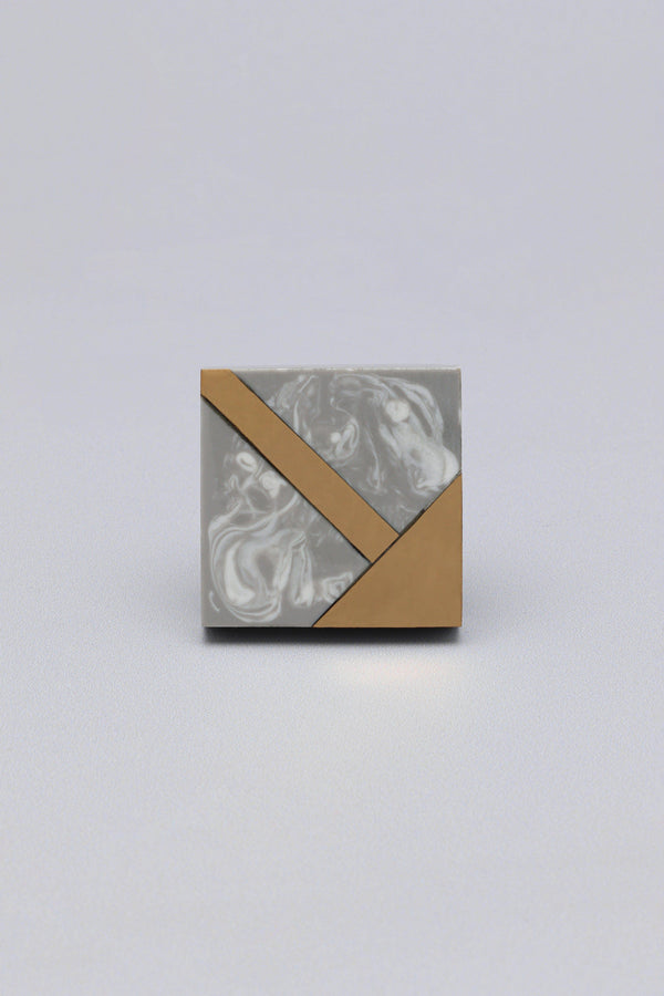 G Decor Matteo Deco Marble Effect & Gold Knob Earth Tones White