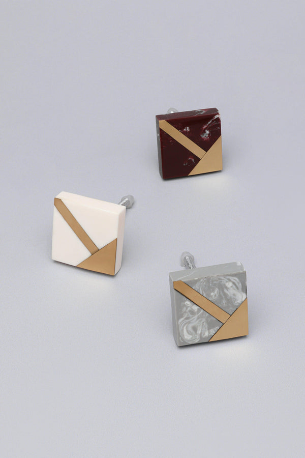 g decor Matteo Deco Marble Effect & Gold Knob Earth Tones White