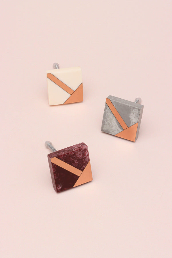 g decor Matteo Deco Marble Effect & Rose Gold Knob Earth Tones White