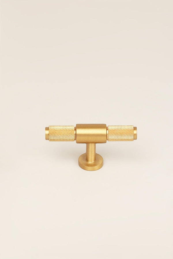 G Decor Mayfair Knurled Solid Brass Knurled Single T Bar Handle Gold