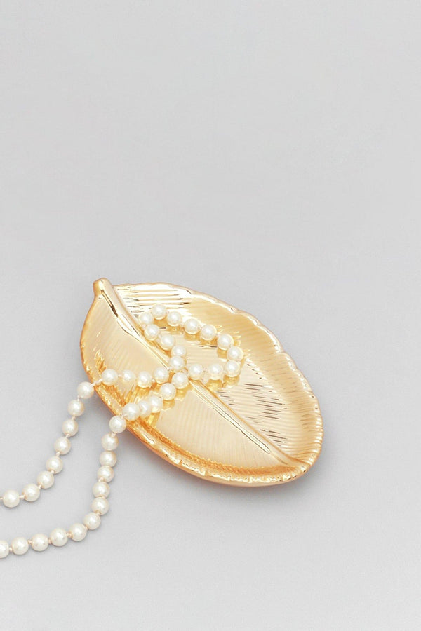 g decor Metallic Shiny Ornate Nature Leaf Textured Jewellery Tray