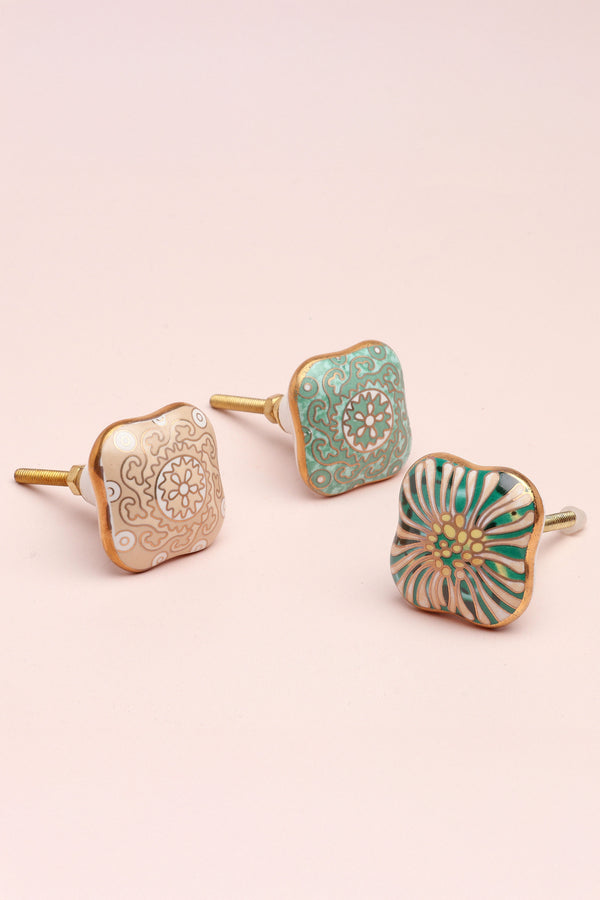 G Decor Milano Signature Handmade Ceramic Knob Decorative Door Handles Cream