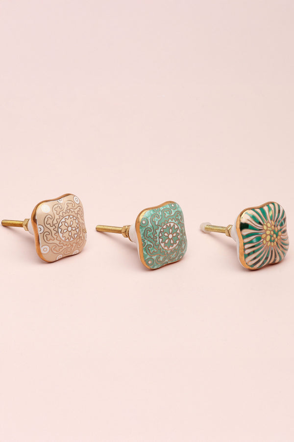 G Decor Milano Signature Handmade Ceramic Knob Decorative Door Handles Cream